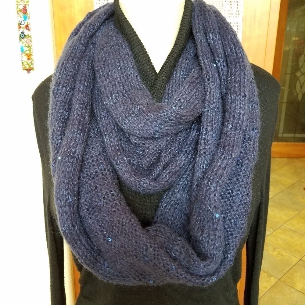 HEATHER Purple/Blue Sequined Infinity Scarf